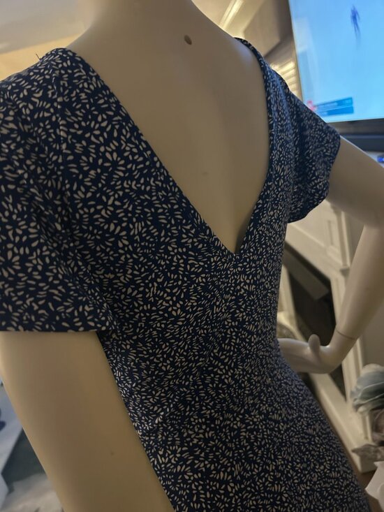 Kaleigh Soft Blue Floral Wrap Style Dress | Flowy Tie Waist Mini - Picture 5 of 6